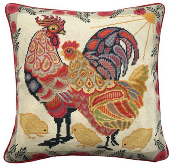 Tapestry kit with chickens in natural colours, using Appleton Wools