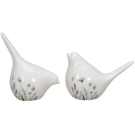 Ceramic White Bird Ornaments - PAIR - 11.5cm and 8.5cm