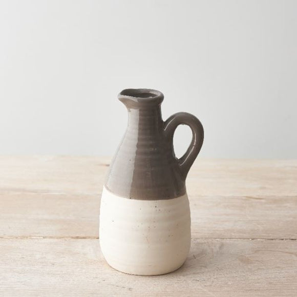 Grey Natural Living Ceramic Glazed Jug, Bud Vase, Posy Vase - 14.5cm