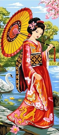 Geisha Garden Tapestry Canvas, Needlepoint -Grafitec C08-063