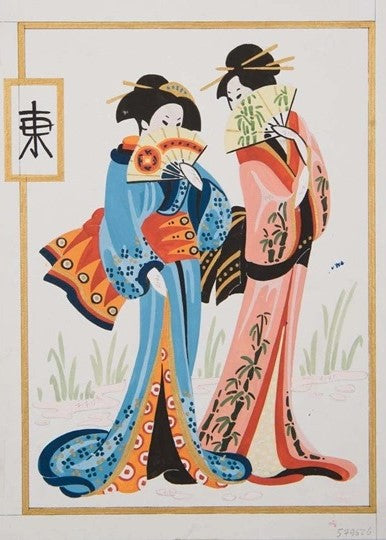 Geisha Pair Tapestry Canvas, Needlepoint -Grafitec C10-483