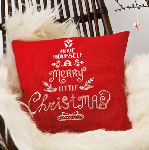 Merry Little Christmas Cross Stitch Kit Cushion Permin P83-2656