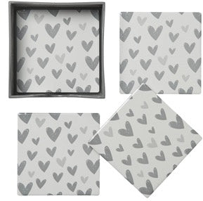 Scattered Hearts Ceramic Coasters - SET of 4