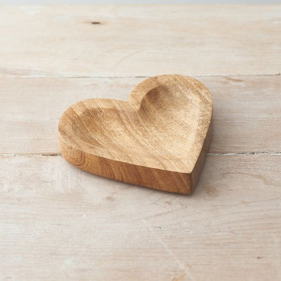 Natural Chunky Wooden Heart Dish, Trinket Tray  - 15cm