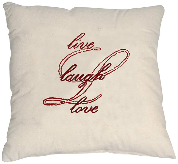 Embroidery Kit Live, Laugh, Love, Red Modern Embroidery Cushion Cover