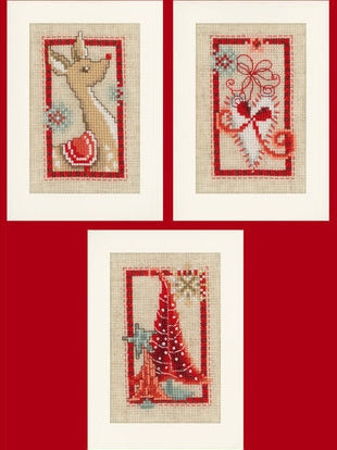 Scandi Christmas Greeting Card Cross Stitch Kits - SET of 3, Vervaco
