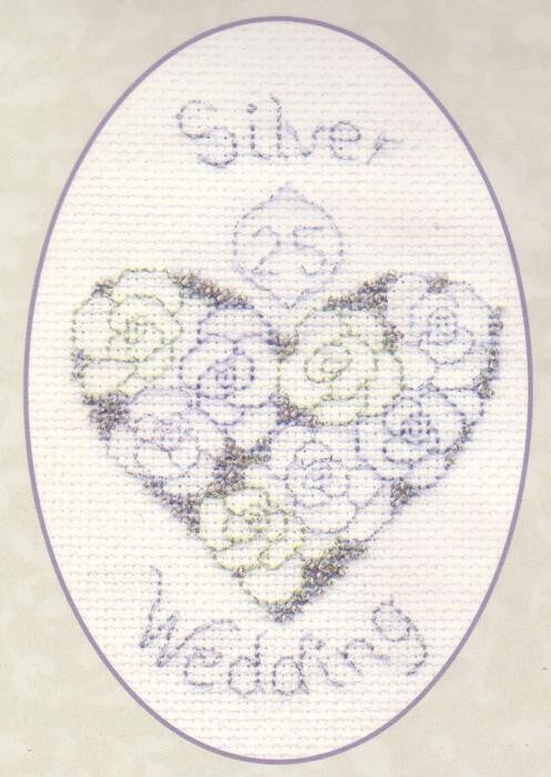 Silver/Diamond Wedding Greeting Card, Counted Cross Stitch Kit CDG14