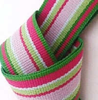 Green Deckchair Stripe Grosgrain Ribbon -15mm