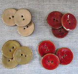 Glazed Coconut Buttons,  Rustic Red Button - Extra Large,  40mm