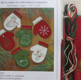 Wool Felt Embroidery Applique Kit, Christmas Mittens Ornaments / Gift Bags