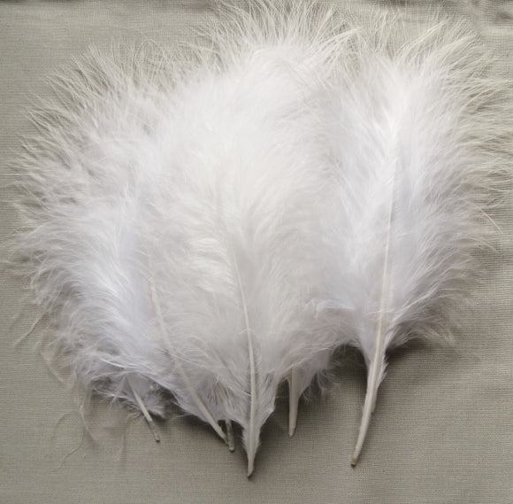 Marabou Feathers, Luxury Marabout Feathers - Premium White x6