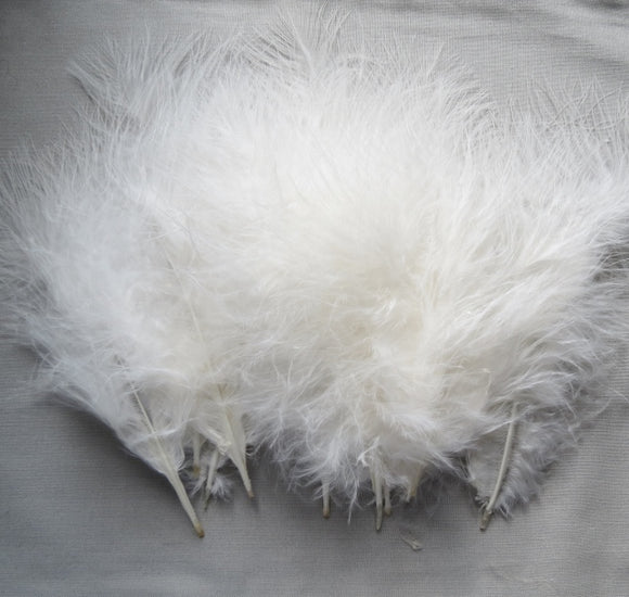 Marabou Feathers, Luxury Marabout Feathers - Premium Ivory x 12