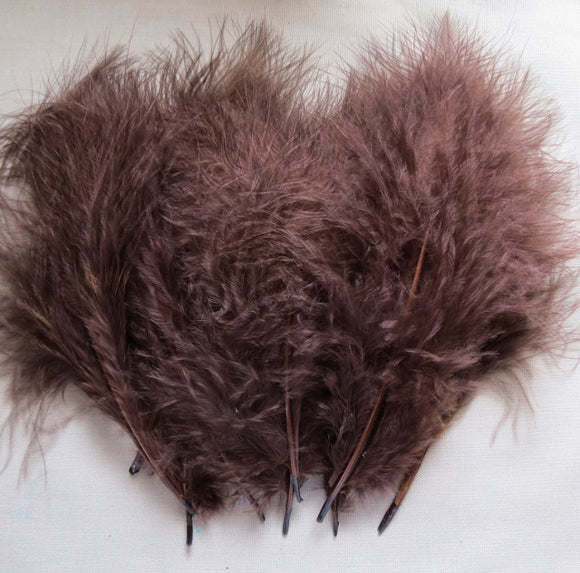 Marabou Feathers, Luxury Marabout Feathers - Premium Brown x 12