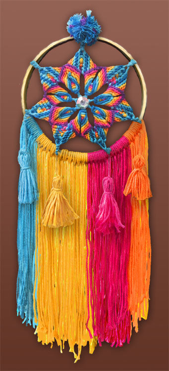 Macrame Kit, Wall Hanging Cotton Knot Kit Rainbow Star 16