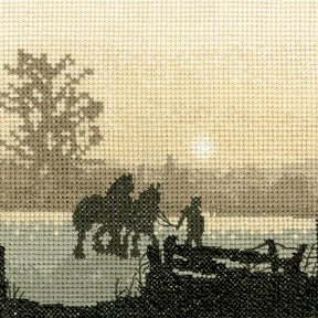 Off to Plough Cross Stitch Kit, Silhouettes, Heritage Crafts