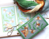Tapestry Kit Blue Bees Glasses Case Needlepoint, One Off Needlework