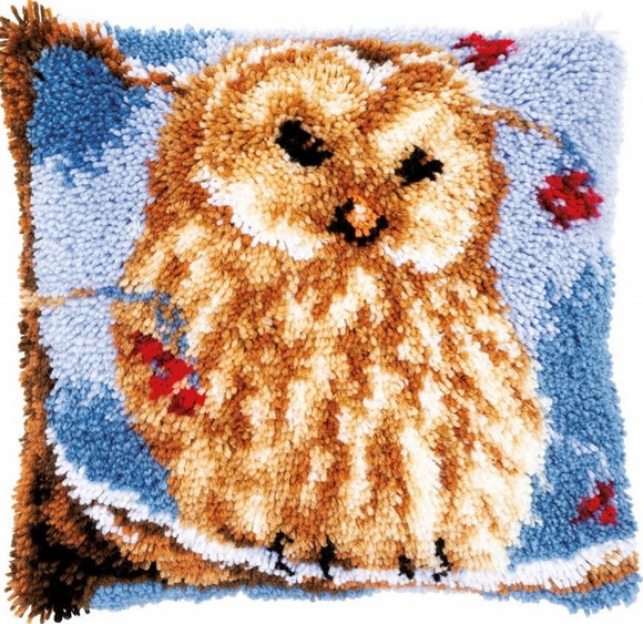 Owl Latch Hook Kit Cushion, Vervaco pn-0157914
