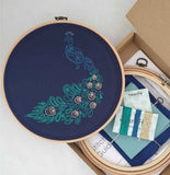 Paisley Peacock Embroidery Kit, Paraffle Embroidery