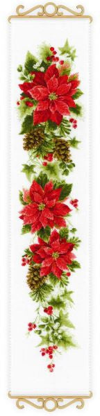 Poinsettias Cross Stitch Kit Banner, Riolis R1729