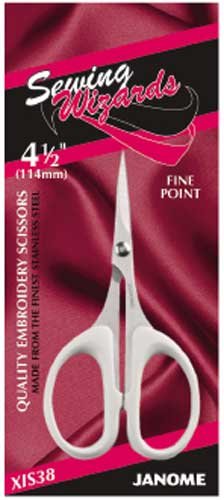 Embroidery Scissors, Janome Sewing Wizard, Fine Point 4.5