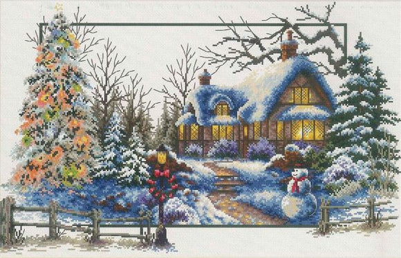 Winter Cottage NO-COUNT Printed Cross Stitch Kit N640-048