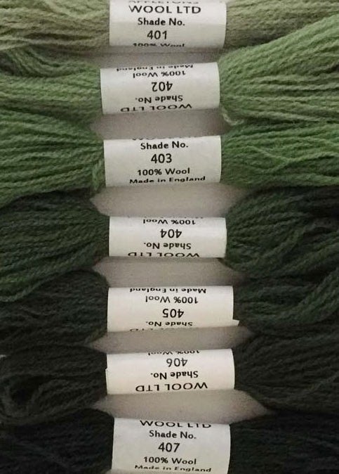 Appleton Tapestry Wools - Sea Green Set, 10m Skeins 401-407