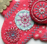 Festive Baubles Wool Felt Embroidery Kit, Nancy Nicholson - set of 3
