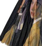 Scarf - Vermeer, Girl with a Pearl Earring Soft Cotton Blend Fabric Scarf / Shawl