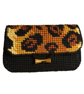 Leopard Print Purse/Clutch Bag Tapestry Kit, COUNTED Plastic Canvas Work, Orchidea ORC.9849