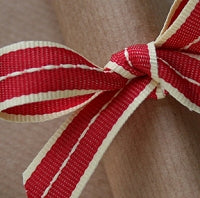 Vintage Red and Cream Stitched Stripe Grosgrain Ribbon -15mm