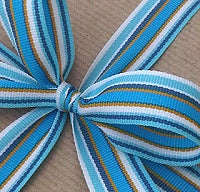 Blue Seaside Stripe Grosgrain Ribbon -15mm