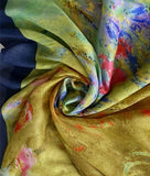 SILK Scarf - Impressionist Art Flower Garden Silk Fabric Scarf / Shawl