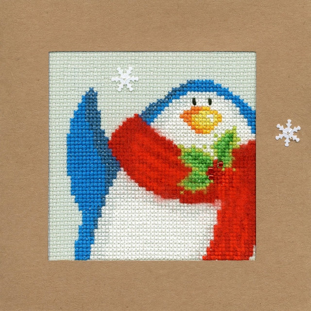 Snowy Penguin Christmas Card Cross Stitch Kit, Bothy Threads