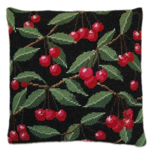 Cherries on Black Tapestry Kit Cushion / Herb Pillow, Cleopatra's Needle