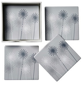 Allium Silhouette Ceramic Coasters - SET of 4