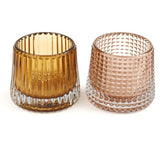 Champagne Textured Glass Tealight Candle Holder - 7cm