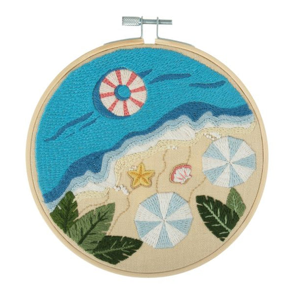Beach Embroidery Kit, with hoop, Trimits