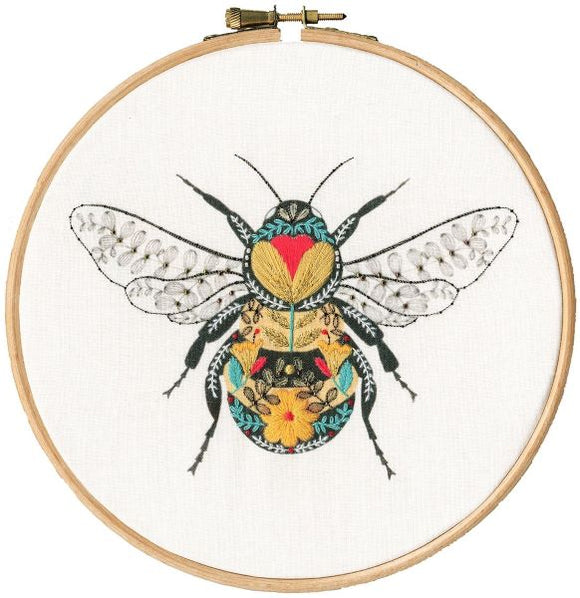 Bee Embroidery Kit, with hoop, Bothy Threads