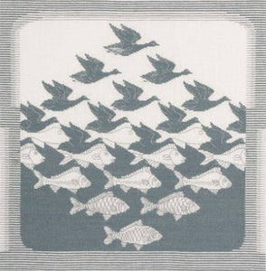 Bird-Fish Cross Stitch Kit, Permin P70-5340 -Grey