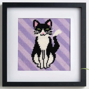 Black and White Cat Tapestry Kit, Needlepoint Starter, Anchor 20012