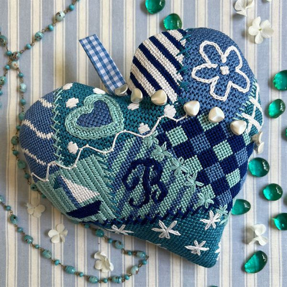 Blue and White Heart Needlepoint Tapestry Kit, Glorafilia