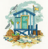 Green Beach Hut Cross Stitch Kit, Heritage Crafts