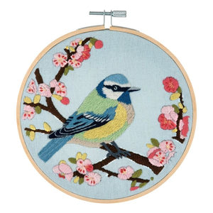 Bluetit Blossom Embroidery Kit, with hoop, Trimits TCK054