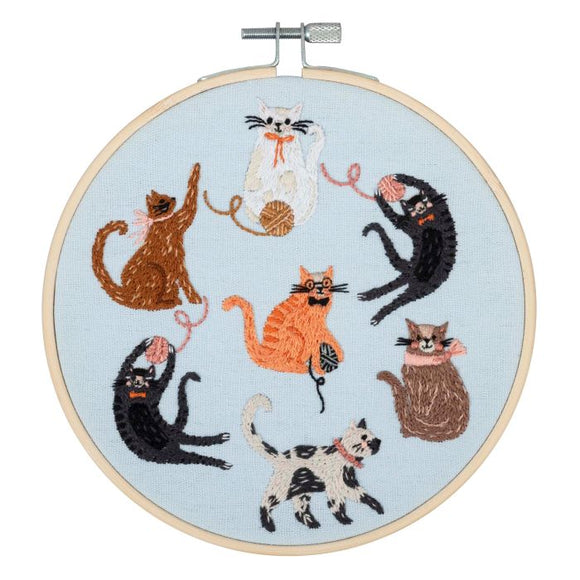 Cats Embroidery Kit, with hoop, Trimits TCK085