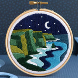 Celtic Cliffs Landscape Embroidery Kit with Hoop, Hawthorn Handmade