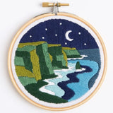 Celtic Cliffs Landscape Embroidery Kit with Hoop, Hawthorn Handmade