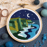 Celtic Cliffs Landscape Embroidery Kit with Hoop, Hawthorn Handmade