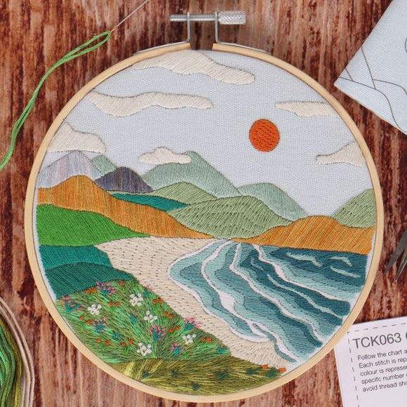 Coastal Shore Embroidery Kit, with hoop, Trimits TCK063