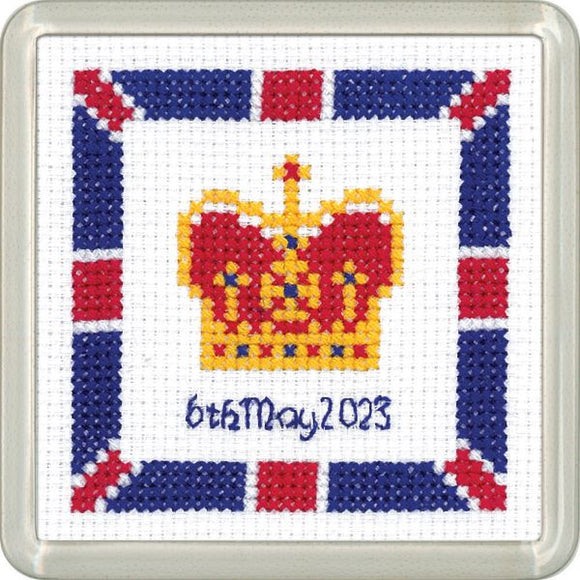 Crown Cross Stitch Kit, Heritage Crafts -Coronation Coaster