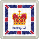King Charles Cross Stitch Kit, Heritage Crafts -Coronation Coaster